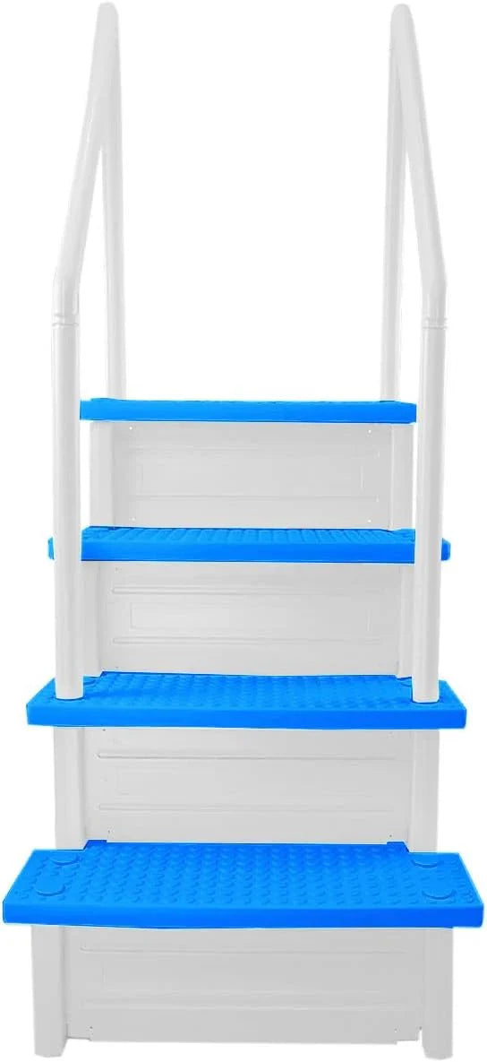 Non-Slip Entry Steps For Pools, Grey, For Above-Ground Pools, Can Be Installed On Terraces With A Height Of 122 To 137 Cm, Load Capacity Up To 136 Kg
