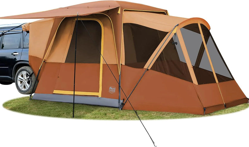 Timber Ridge 5-9 Person SUV Tent With Screen Porch And Awning For Family Camping, Weather Resistant And Portable Van Or Car Tent