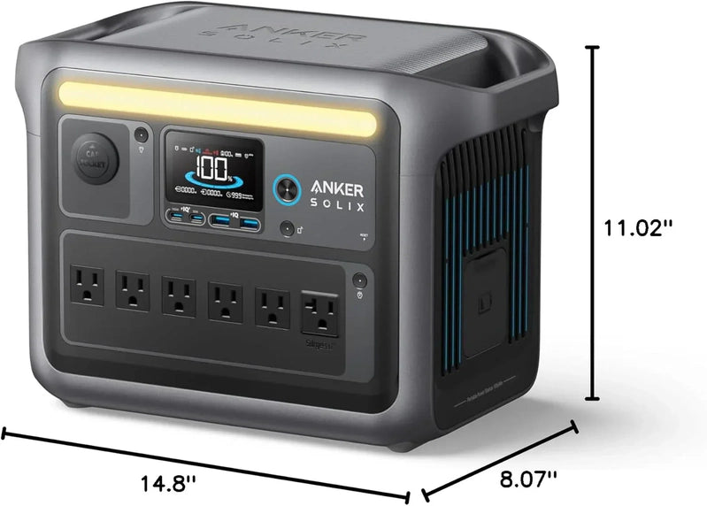 Portable Power Station 1800W, 2400W Peak Solar Generator 58 Minutes To Fully Charge
