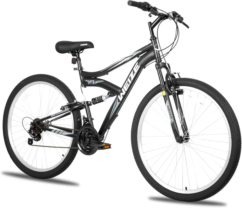 Weize Mountain Bike 26 27.5 In. Outdoor Hybrid Bikes 18-Speed High-Carbon Steel Full Suspension