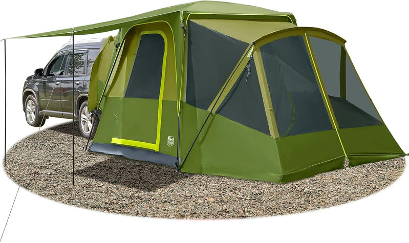 Timber Ridge 5-9 Person SUV Tent With Screen Porch And Awning For Family Camping, Weather Resistant And Portable Van Or Car Tent