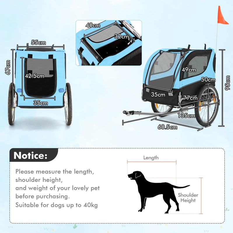 Pet Bike Trailer Holds 40kg Bicycle Trailer For Small And Medium-Sized Dogs