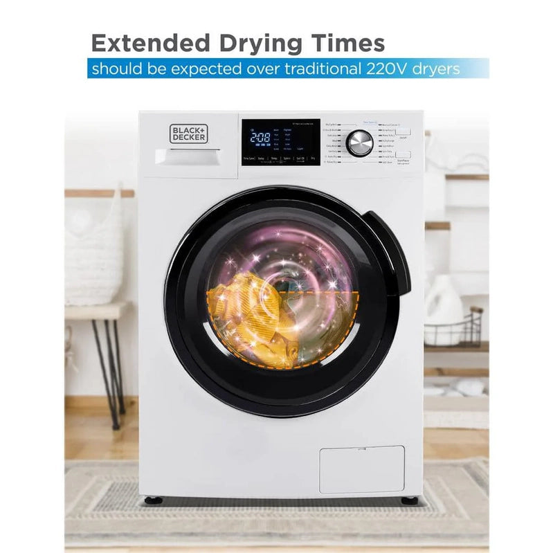 Black Plus Decker 2.7 Cu. Ft. All-in-One Washer And Dryer Combo In White BCW27MW