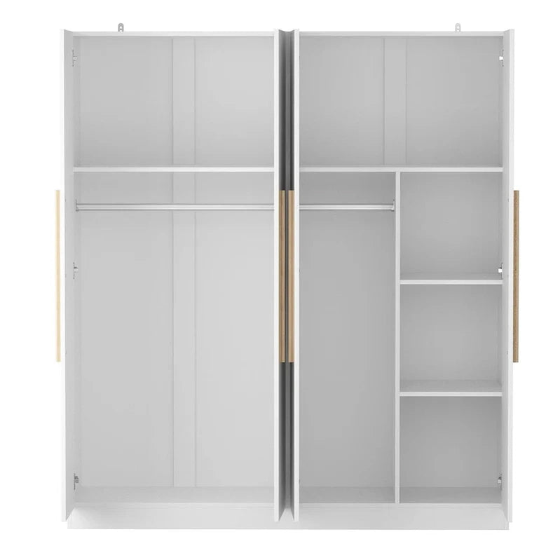 Modern Freestanding Solid Wood Wardrobe Closet With Storage Shelves