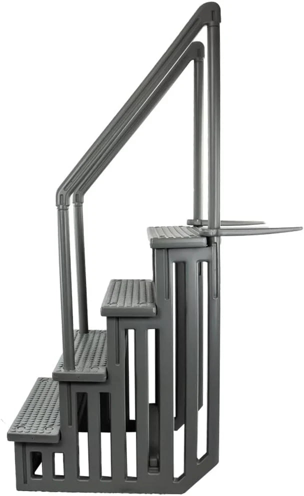 Select Anti-Slip in-Pool Steps, Gray, For Above Ground Swimming Pools, Can Mount To Decks 48 In. To 54 In. H, Safety Stairs Capacity Up To 300 Lbs