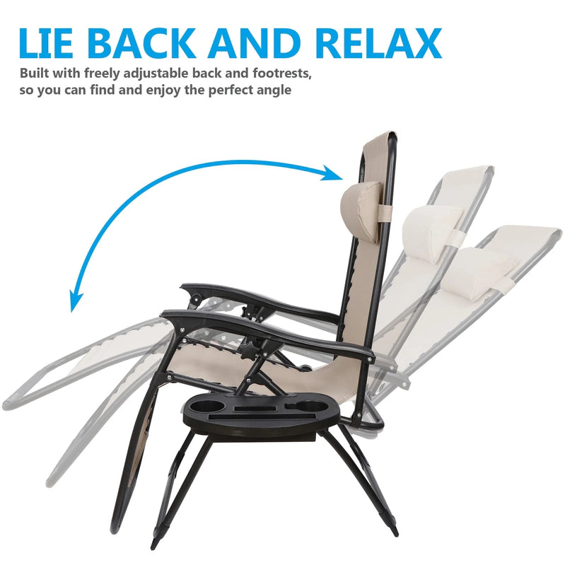HomGarden 2 Pack Steel Zero-Gravity Chair, Beige
