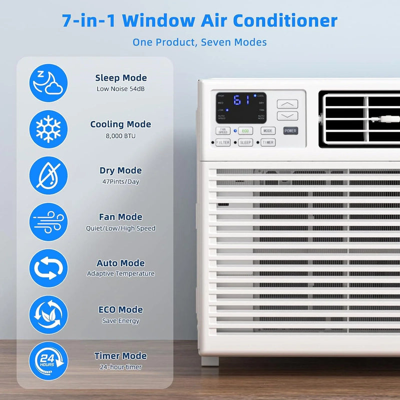 Antarctic Star 12,000 BTU U-Shaped Window Air Conditioner Unit Cools Up To 550 Sq. Ft. With 6 Modes 24H Timer, Ultra Quiet Window AC Units