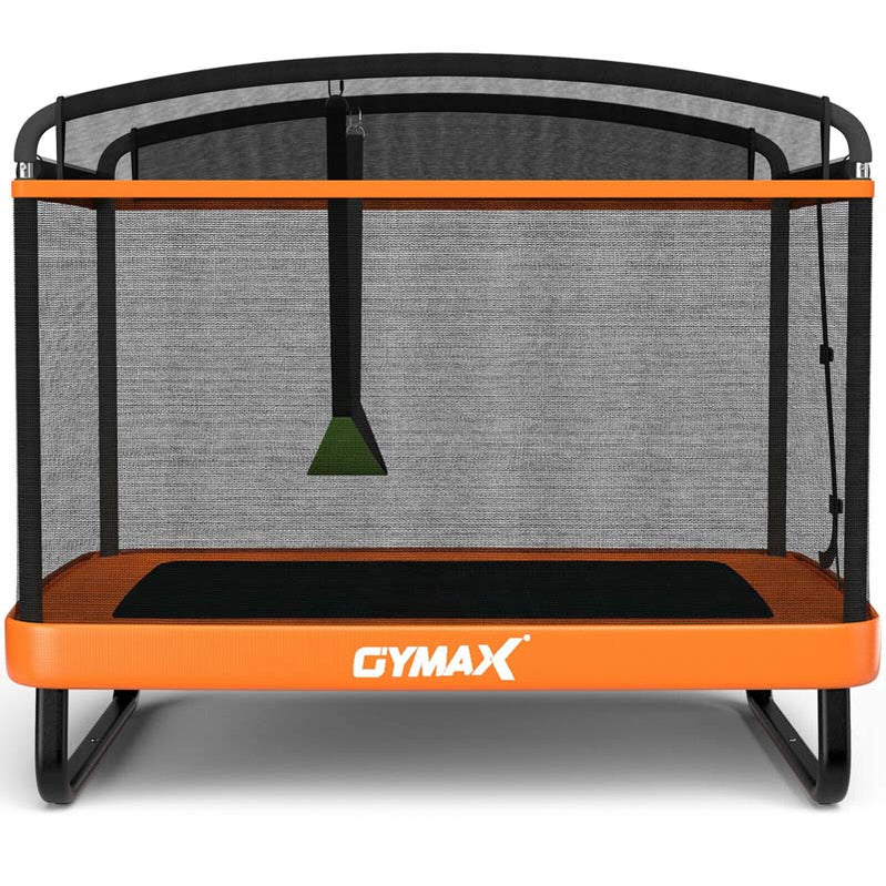 6 Ft. Kids Trampoline With Swing And Safety Fence, Astm Approved Toddler Rectangle Trampoline For 3-8 Year Old