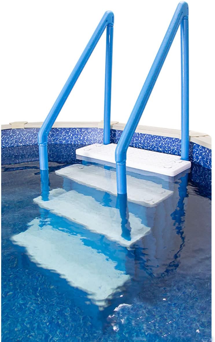 Select Anti-Slip in-Pool Steps, Gray, For Above Ground Swimming Pools, Can Mount To Decks 48 In. To 54 In. H, Safety Stairs Capacity Up To 300 Lbs
