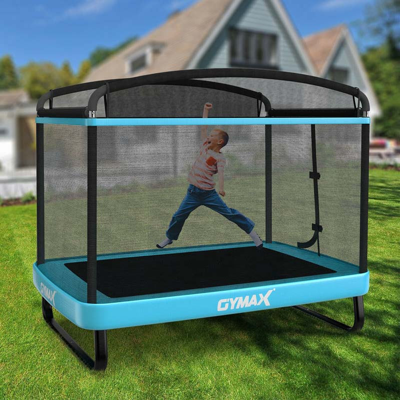 6 Ft. Kids Trampoline With Swing And Safety Fence, Astm Approved Toddler Rectangle Trampoline For 3-8 Year Old
