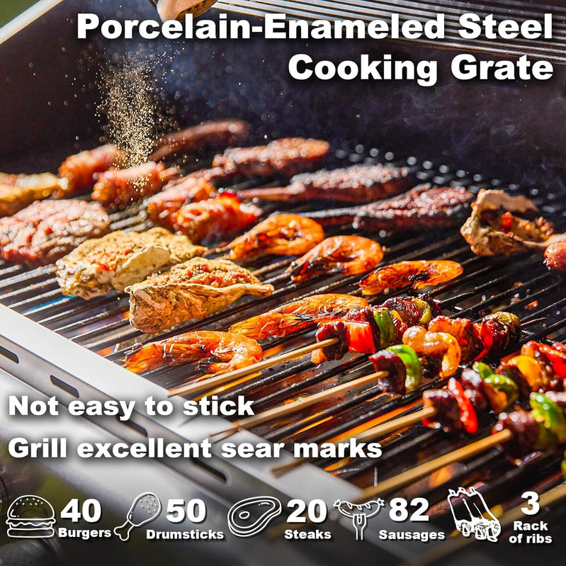 Upgraded 4 Burner Bbq Propane Gas Grill With Cast Iron Grates And Side Stove, 44,000 BTU Stainless Steel Burner Barbecue Grill For Patio