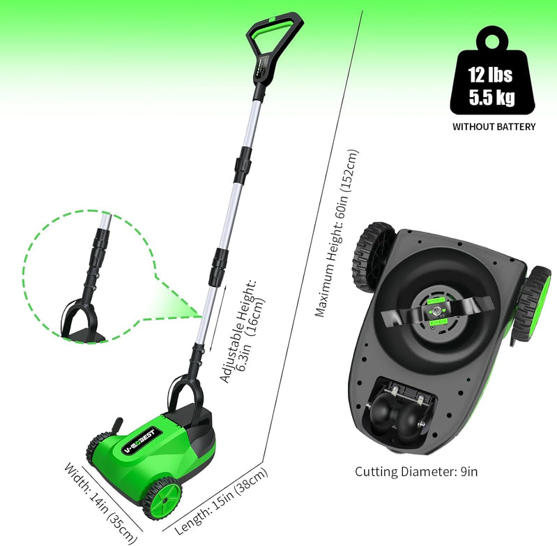 Cordless Lawn Mower, Electric Small Lawn Mower With 2 x 21V 4.0Ah Battery, Lightweight Mini Lawn Mower With Brushless Motor, 3 Cutting Heights