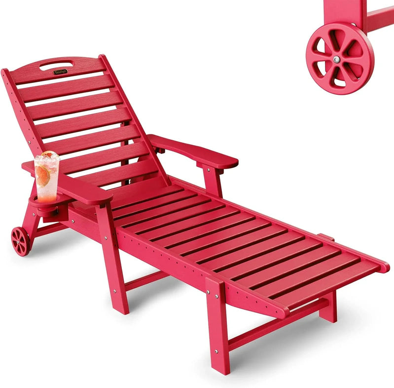 Lounge Chair Outdoor, Chaise Lounge, HDPE 6-Position Outdoor Chaise Lounge
