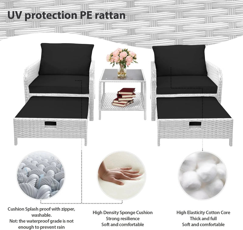 Leveleve Balcony Furniture 5 Piece Patio Conversation Set