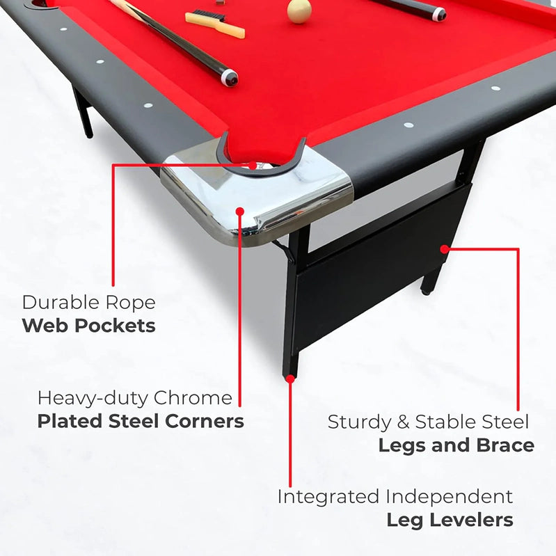 Hathaway Fairmont 6 Ft. Portable Pool Table, Adults Folding Billiards Tables For Game Room With Easy Foldable Storage