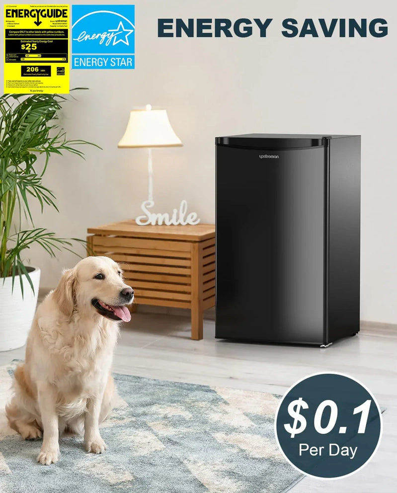 Upstreman 3.2 Cu. Ft. Mini Fridge Freezer Single Door Fridge Dorm Fridge Adjustable Thermostat