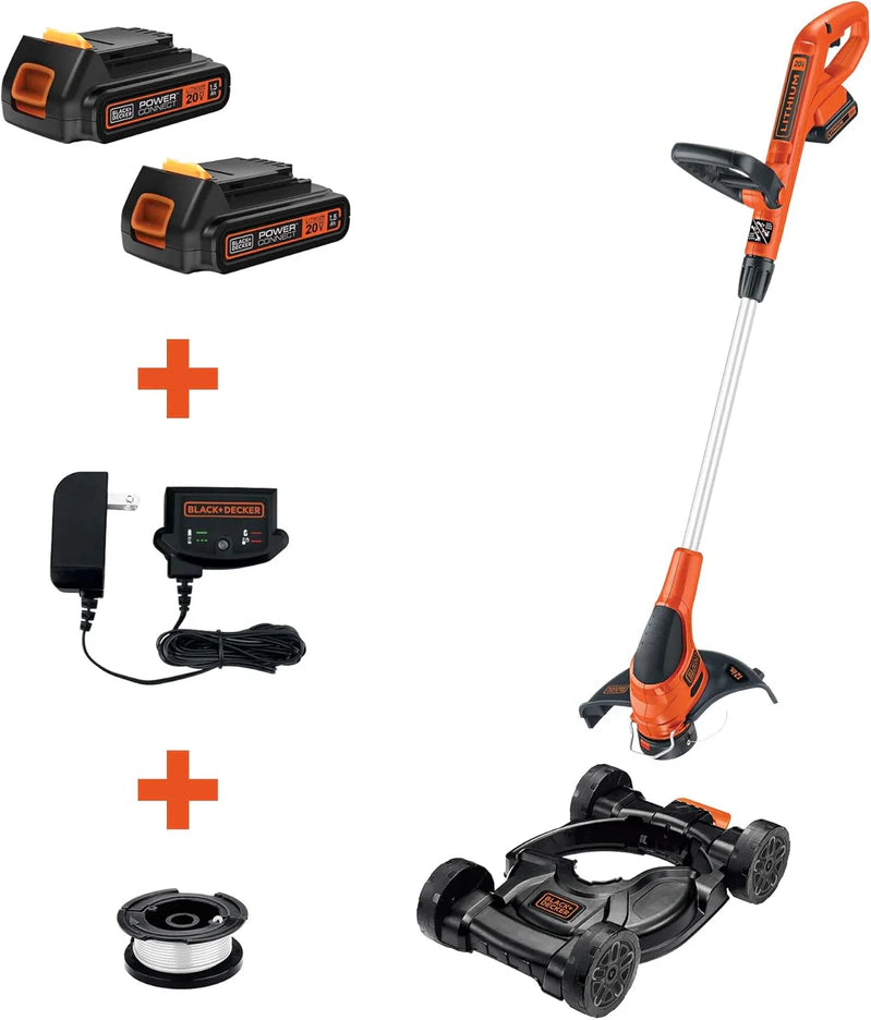 Black Plus Decker Combination String Trimmer, Lawn Mower, And Edger, Cordless 3-in-1