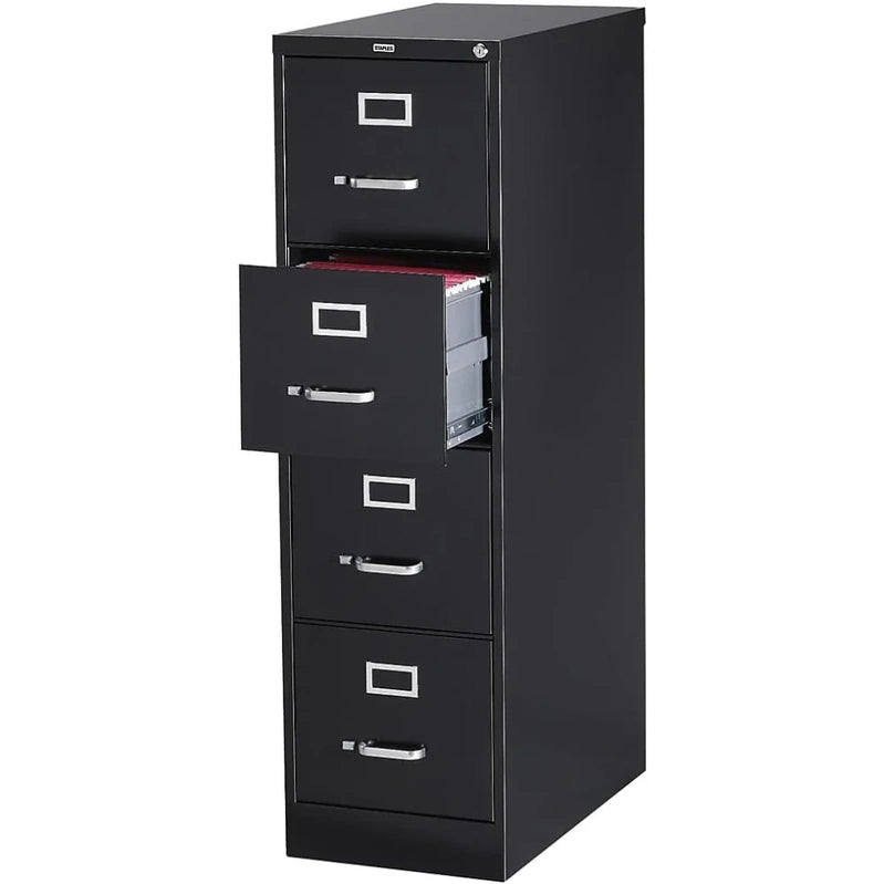 Staples 4-Drawer File Cabinet, Lockable, Black, 25 In.D x 15 In.W