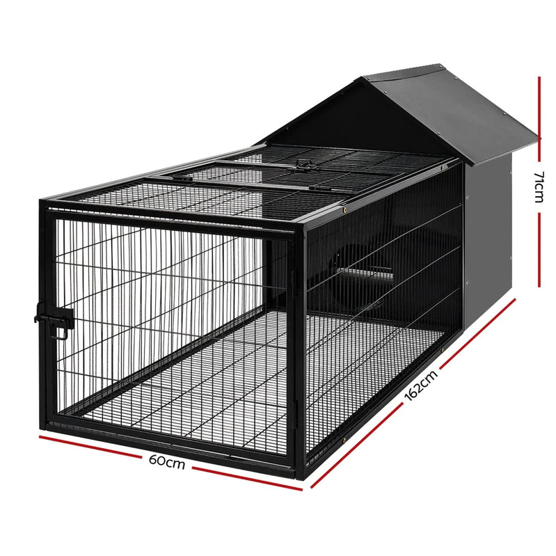 Weatherproof Metal Rabbit Hutch w/Run And Secure Locks i.Pet