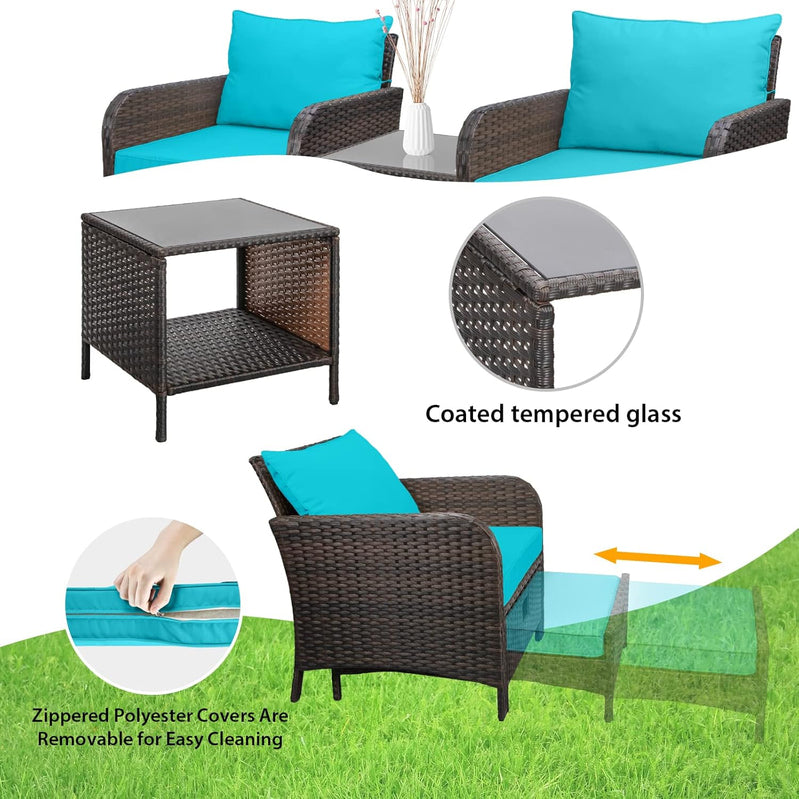 Leveleve Balcony Furniture 5 Piece Patio Conversation Set