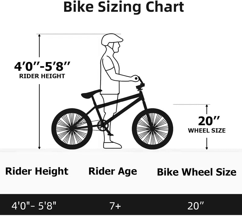 Weize Freestyle BMX Bicycle 20 In. Stunt Bike For Kids And Adults Men And Women High Strength Steel Frame 360 Degree Rotor Freestyle
