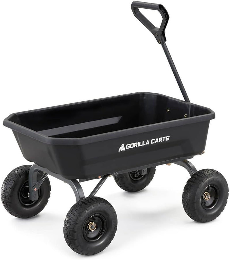 7GCG-NF Heavy-Duty Poly Dump Garden Cart With No-Flat Tires, 7 Cu. Ft., 1200-Pound Capacity, Black
