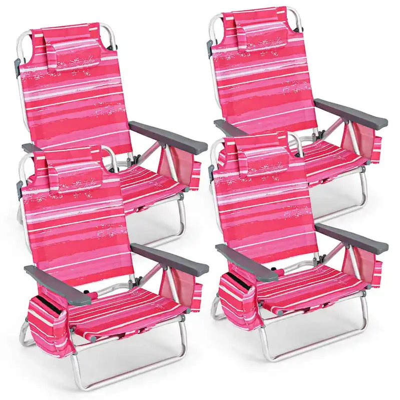 Costway 4-Pack Folding Backpack Beach Chair 5-Position Outdoor, See Details