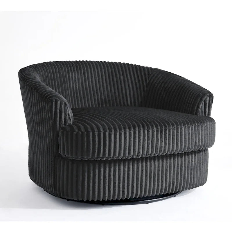 2 Set Oversized 43 W Plush Corduroy Swivel Barrel Chair With Pillows