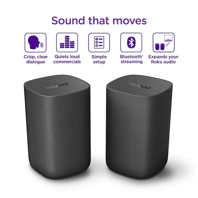 Roku 6.1-in 80-Watt Set Of 2 Smart Indoor Portable Speaker