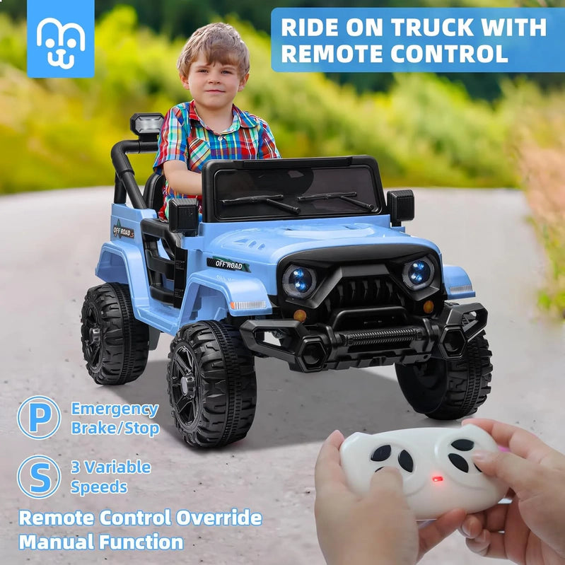 12V Kids Electric Ride On Truck Car Remote Control, Twin 35W Motors 3.5MPH Max Speed, Bluetooth USB Music Player