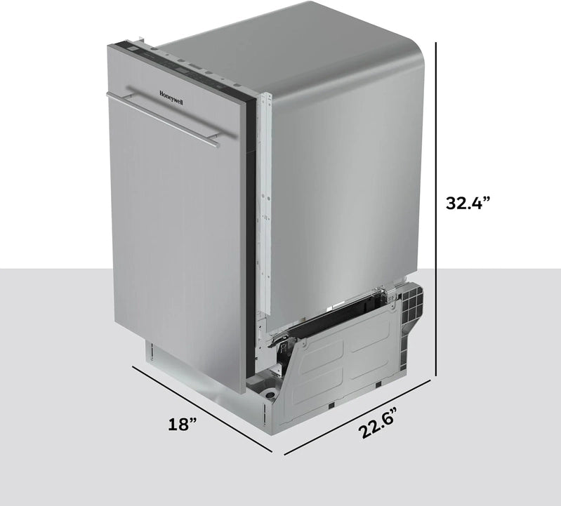 Honeywell 18 In. Dishwasher With 8 Place Settings, 6 Washing Programs, Stainless Steel Tub, UL/Energy Star, Stainless Steel