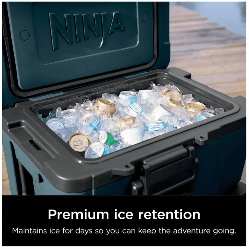 Ninja, Cooler, FrostVault 45QT Cooler With Wheels, Insulated With Temp Dry Storage Drawer, Keeps Ice Cold For Days, For The Beach, Camping, FB245AOB