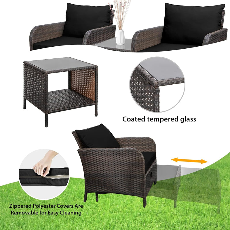 Leveleve Balcony Furniture 5 Piece Patio Conversation Set