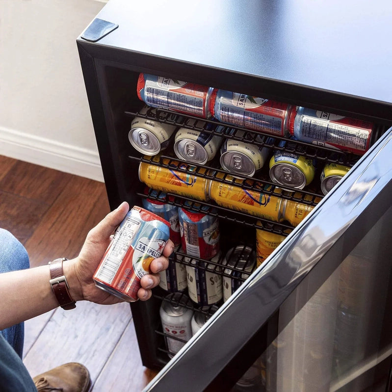 Beverage Refrigerator Cooler, 126 Cans Free Standing With Right Hinge Glass Door, Mini Fridge Beverage Organizer For Beer, Wine, Soda