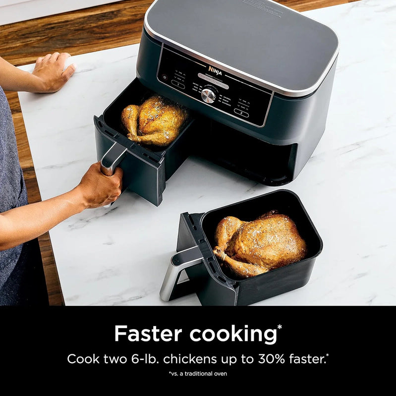 Ninja Foodi 10QT 6-in-1 DualZone Smart XL Air Fryer, 2 Independent 5QT Baskets, Smart Cook Thermometer, Match Cook, Smart Finish, Air Fry, DZ550
