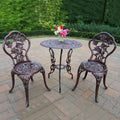 Camellia Cast Aluminum 3-piece Bistro Set With Table And 2 Chairs, N/A