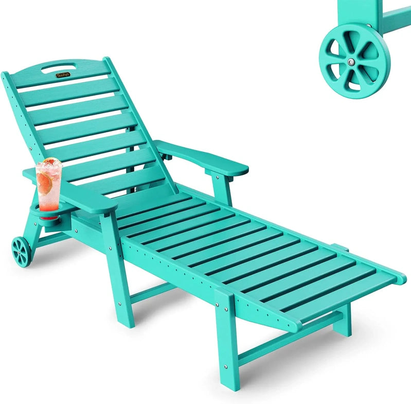 Lounge Chair Outdoor, Chaise Lounge, HDPE 6-Position Outdoor Chaise Lounge