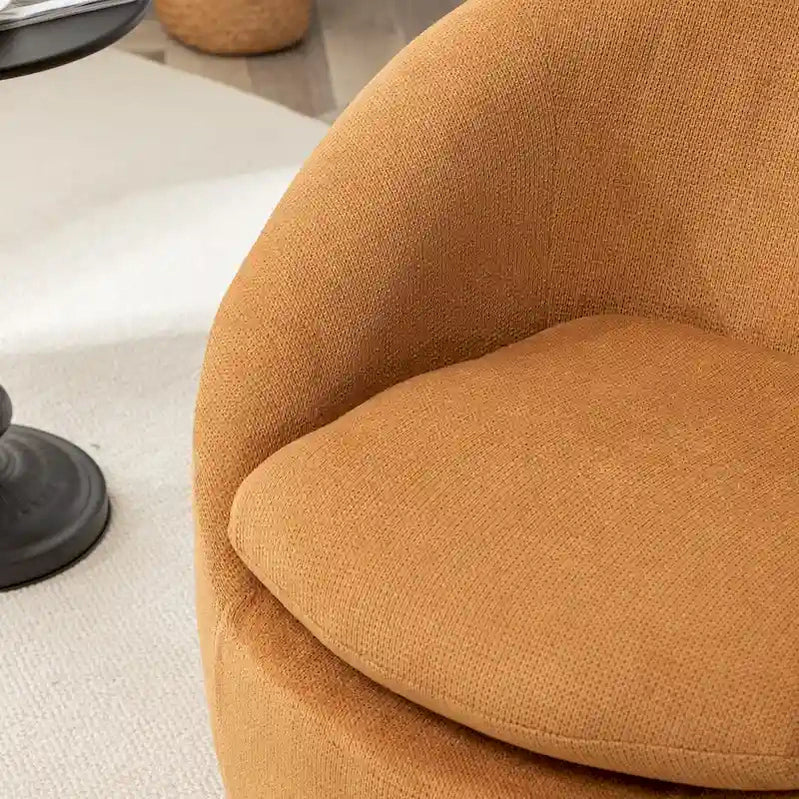 Swivel Barrel Chair, 360 Degree Rotation, Boucle Fabric