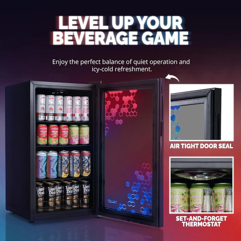 Beverage Refrigerator Cooler, 126 Cans Free Standing With Right Hinge Glass Door, Mini Fridge Beverage Organizer For Beer, Wine, Soda