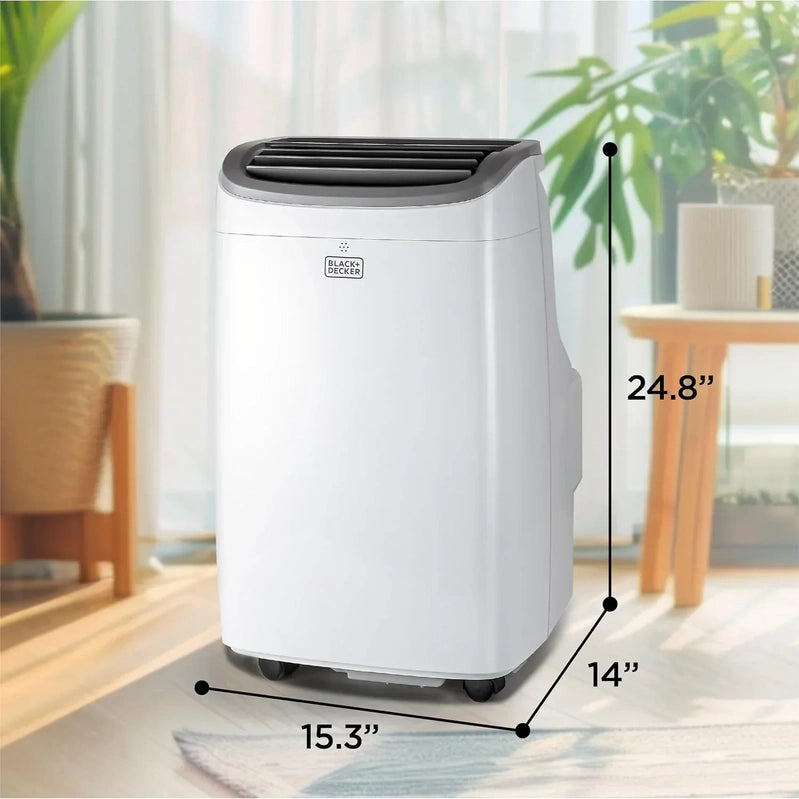 Black Plus Decker 10,000 BTU Portable Air Conditioner For Rooms Up To 450 Sq With Remote Control