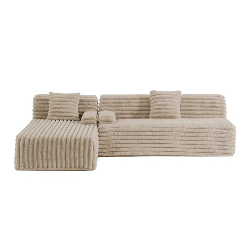Cloud Sectional Sofa, Modern Upholstered Couch With 2 Throw Pillows, Free-Combined Sofa, Modular Sectional L Shaped Couch