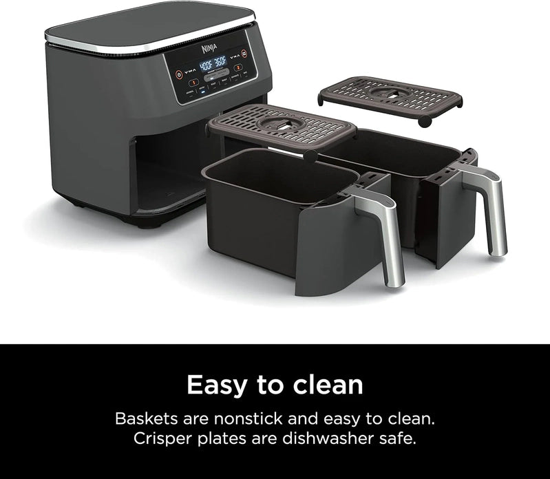 Ninja Foodi 10QT 6-in-1 DualZone Smart XL Air Fryer, 2 Independent 5QT Baskets, Smart Cook Thermometer, Match Cook, Smart Finish, Air Fry, DZ550