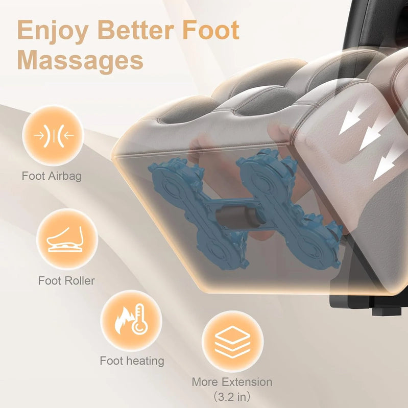 Massage Chair Full Body, Zero Gravity Massage Chair With 10 Fix Rollers, Heating, Foot Massage, Auto Modes, Bluetooth Speaker