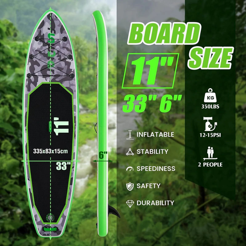 FunWater Inflatable Stand Up Paddle Board With Premium Sup Paddle Accessories, Non-Slip EVA Deck, 11'/10'6' Paddle