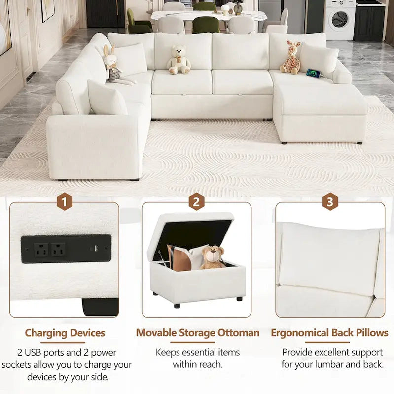 Sectional Sofa Pull-Out Sofa Bed Sleeper