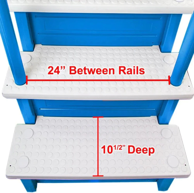 Non-Slip Entry Steps For Pools, Grey, For Above-Ground Pools, Can Be Installed On Terraces With A Height Of 122 To 137 Cm, Load Capacity Up To 136 Kg