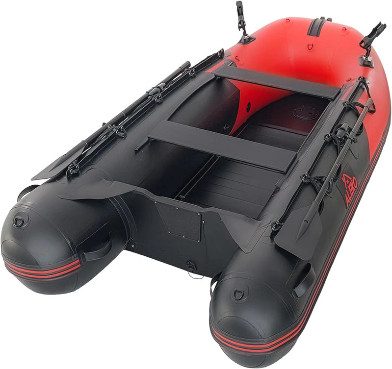Inflatable Boat, Yacht Dinghy Tender Raft, Multi Person Fishing Boat, Aluminum Floor Oars, Fishing Rod Holders, Heavy-Duty PVC, 2024 Model