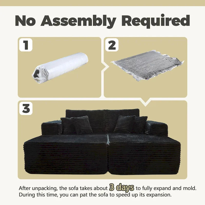 Hooowooo Modern Plush Sectional Sofa L-Shaped Couch With Removable Ottoman