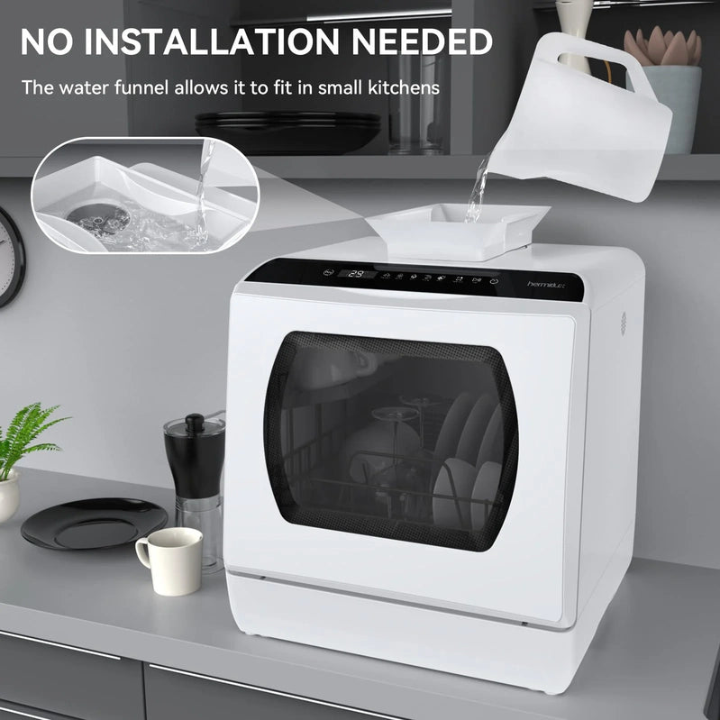 Hermitlux Countertop Dishwasher With 5-Liter Built-In Water Tank