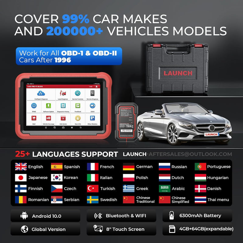 Launch X431 V Plus 5.0 Scan Tool With 2025 CANFD Connector, 37 Reset And OE-Level Diagnostics